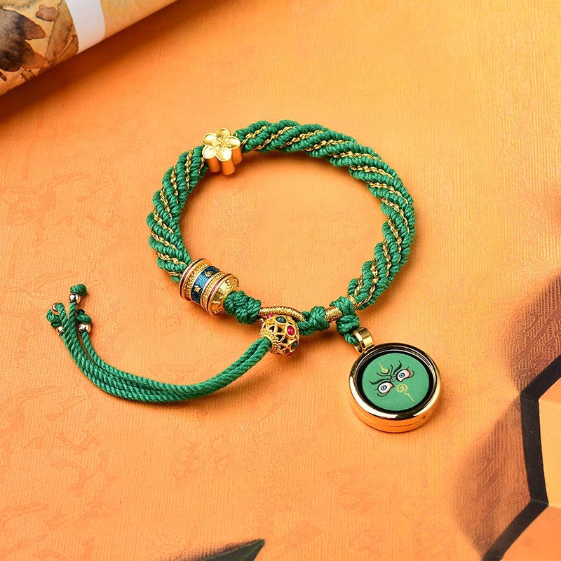 KarmaRipple's Tibet Handmade Five God Of Wealth Fortune Thangka Amulet Prayer Wheel Flower Talisman Weave String Bracelet p8