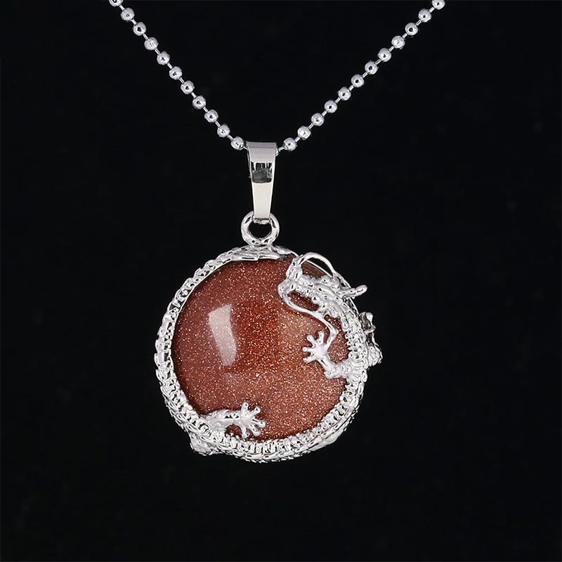KarmaRipple's Chinese Dragon Authentic Quartz Gemstone Balancing Energy Pendant Necklace p36