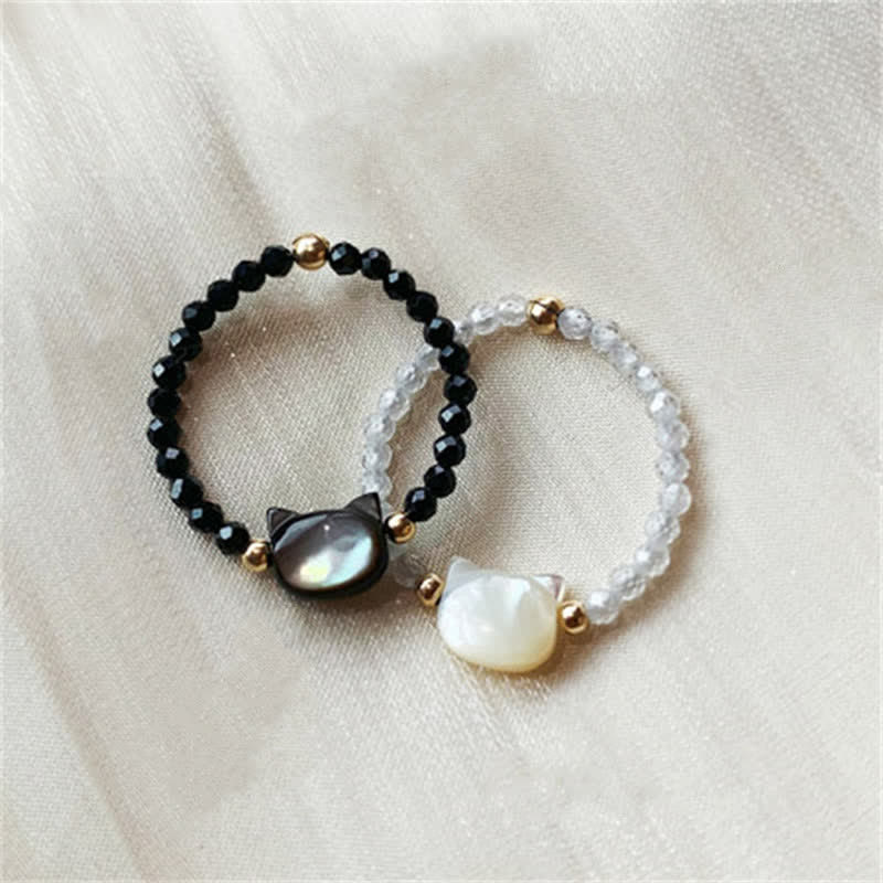 KarmaRipple's Authentic Tridacna Stone Lovely Cat 14K Gold Blessing Ring p12