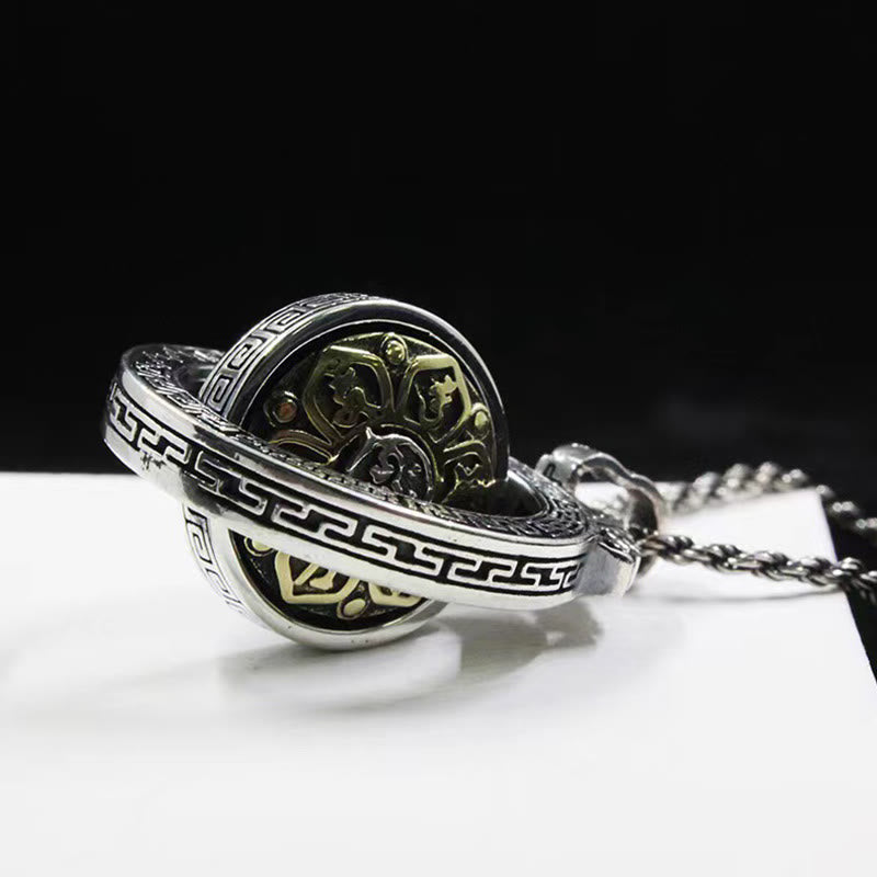 KarmaRipple's Tibetan Om Mani Padme Hum Double Dorje Vajra Rotatable Purity Peace Pendant Necklace p4