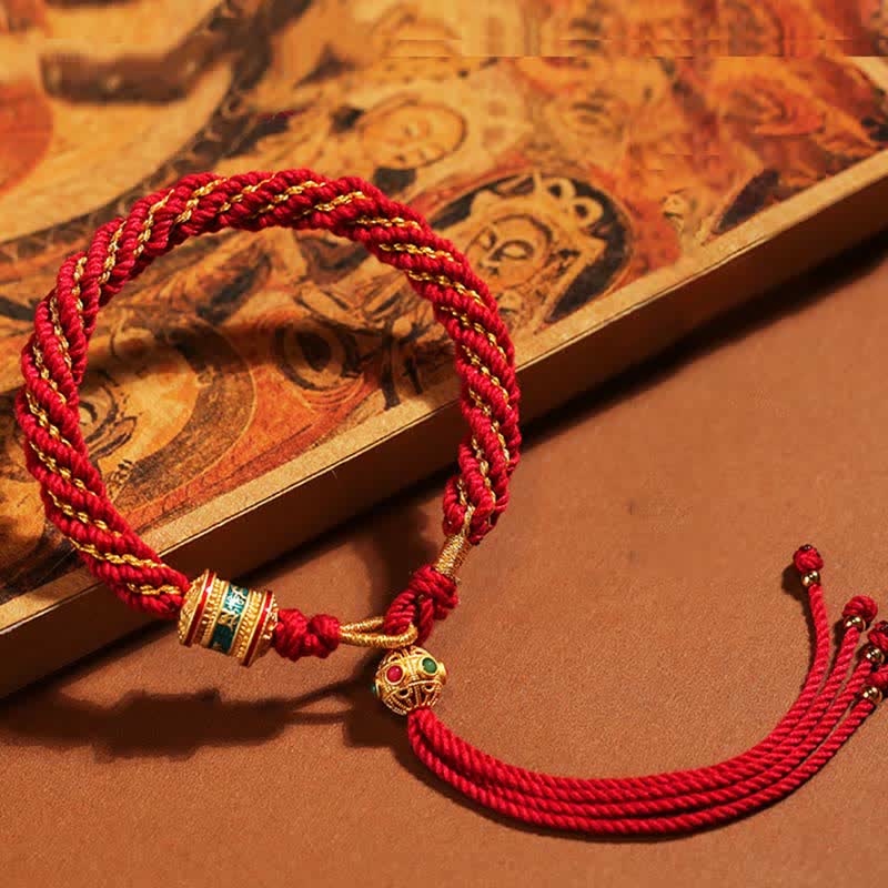 KarmaRipple's Tibetan Handmade Fortune Thangka Prayer Wheel Talisman Weave String Bracelet p31