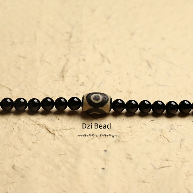 KarmaRipple's Tibetan 108 Mala Beadwork Black Onyx Three-eyed Dzi Beadwork Protection Bracelet p7