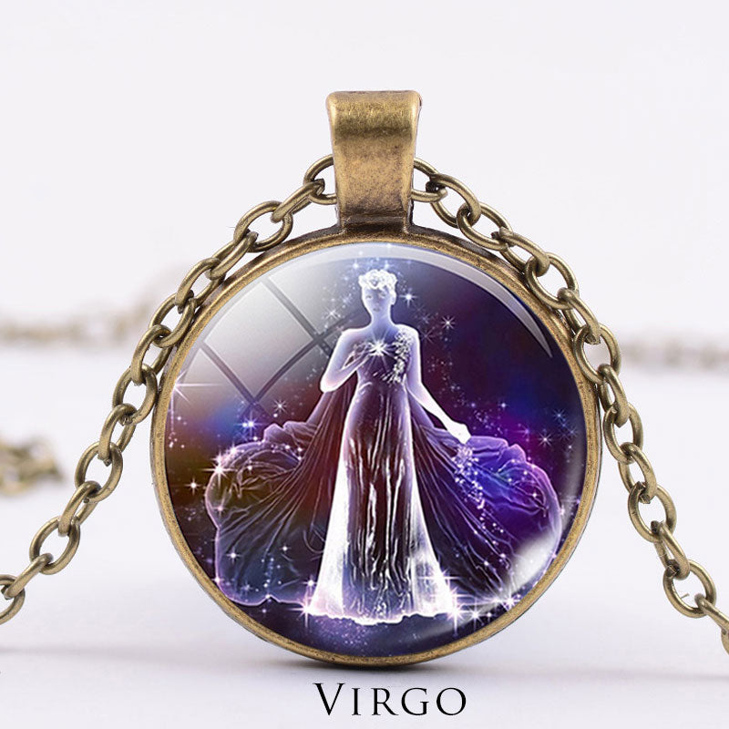 KarmaRipple's 12 Constellations of the Zodiac Moon Starry Sky Protection Blessing Pendant Necklace p66