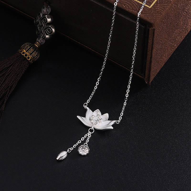 KarmaRipple's 999 Sterling Silver Lotus Flower Pod Carved Enlightenment Pendant Necklace p2