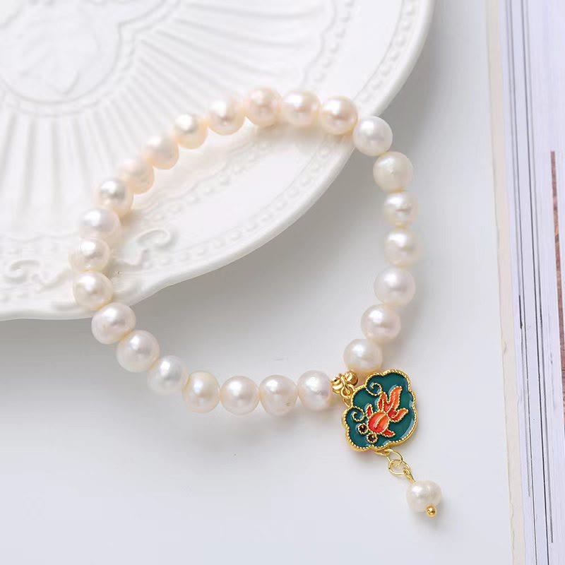 KarmaRipple's Authentic Pearl Lotus Koi Fish Goldfish Optimism Talisman Bracelet p5