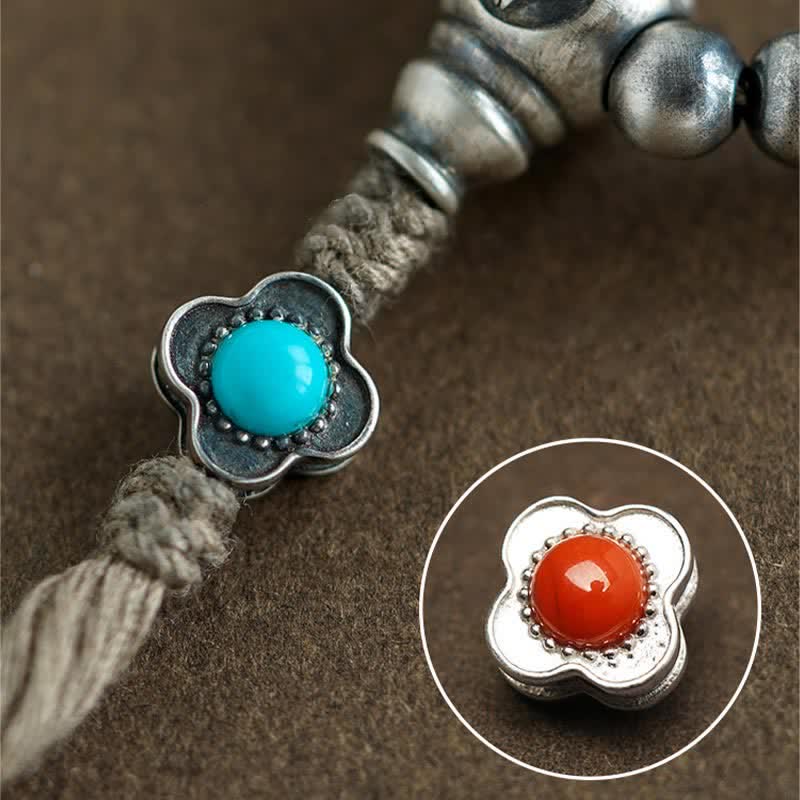 KarmaRipple's 108 Mala Beadwork 925 Sterling Silver Red Agate Turquoise Confidence Talisman Bracelet p5