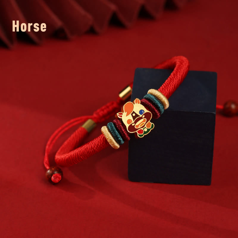 KarmaRipple's Handmade 925 Sterling Silver Year of the Dragon Cute Chinese Zodiac Fortune Woven Red Bracelet p35