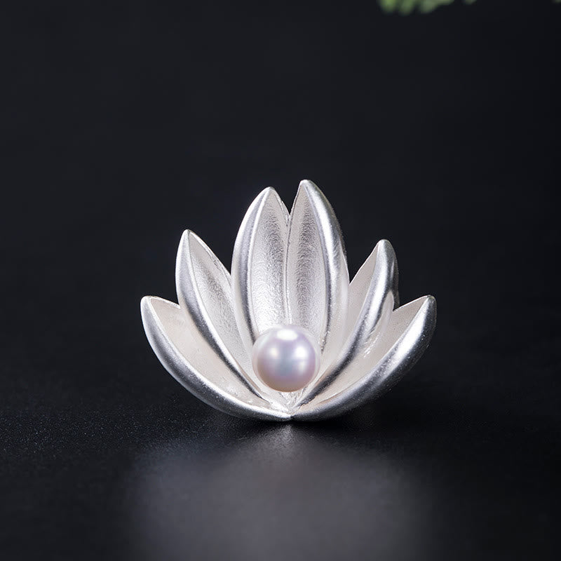 KarmaRipple's 925 Sterling Silver Lotus Flower Pearl New Beginning Brooch p12
