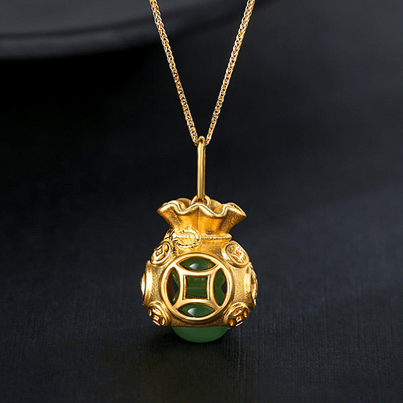 KarmaRipple's Auspicious Feng Shui Money Bag Jade Necklace Pendant p5