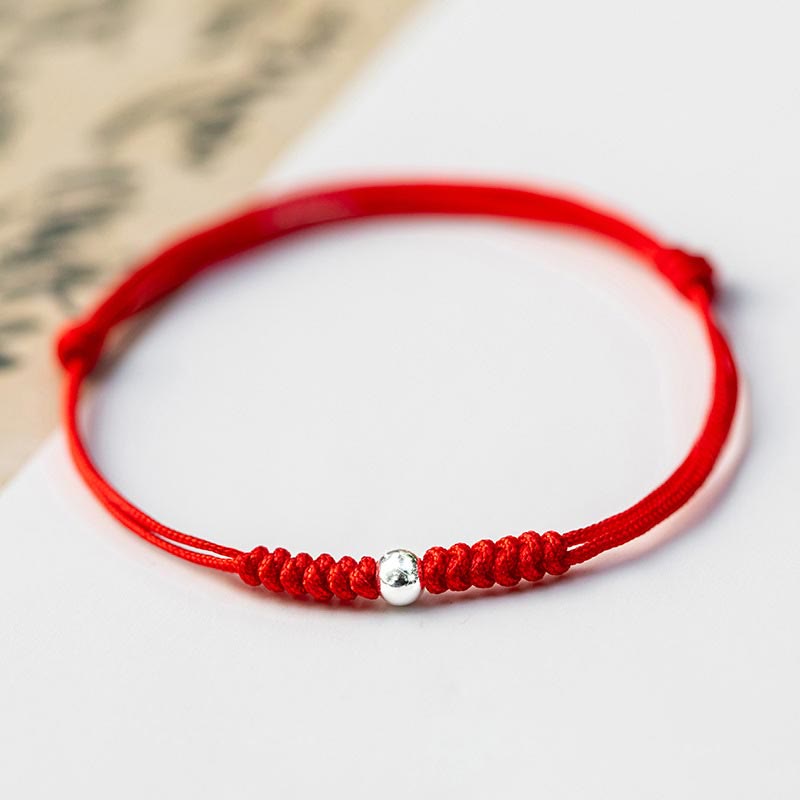KarmaRipple's 925 Sterling Silver Fortune Bead Protection Red String Woven Bracelet p4
