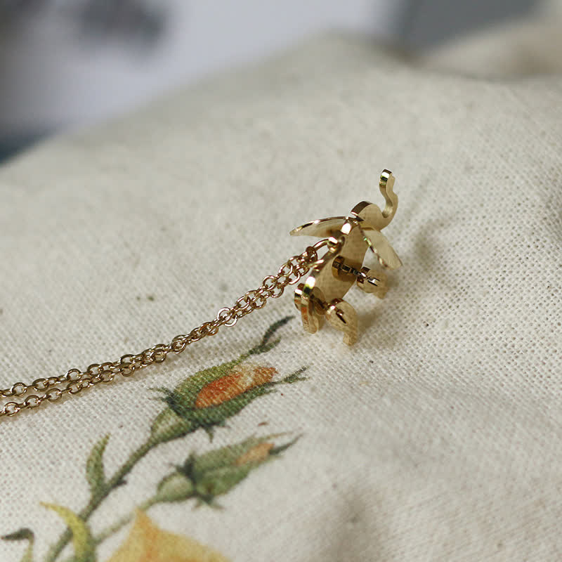 KarmaRipple's Elephant Titanium Steel Fortune Pendant Chain Necklace p6