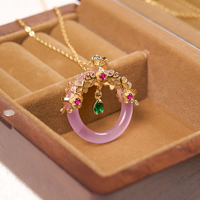 KarmaRipple's Green Chalcedony Peace Buckle Design Strength Pendant Necklace p21