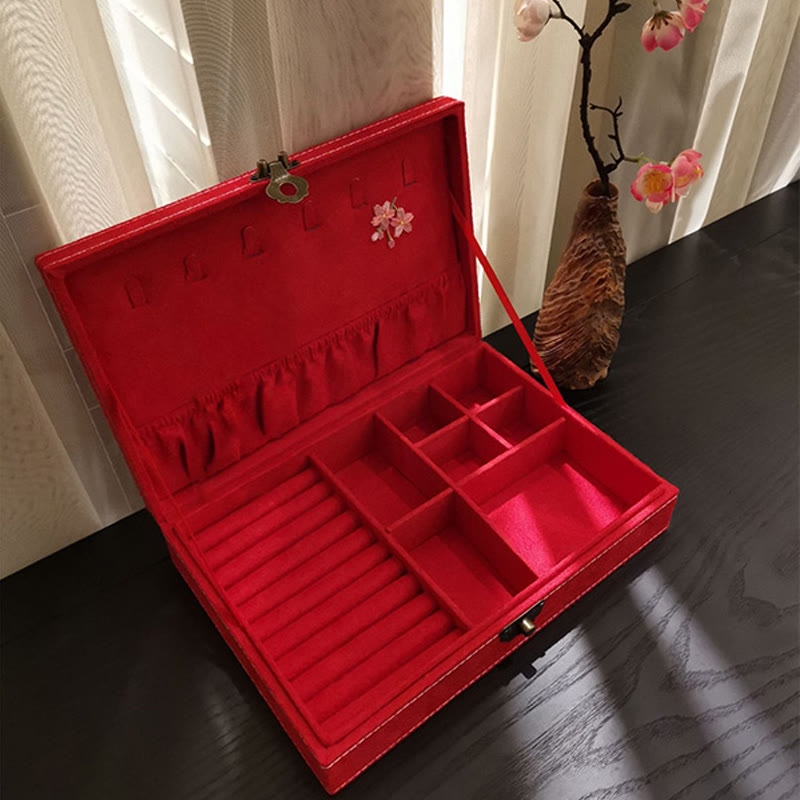 KarmaRipple's Flowers Dragonfly Jewelry Box Organizer Single Layer Jewelry Storage Box Flannel Box p19