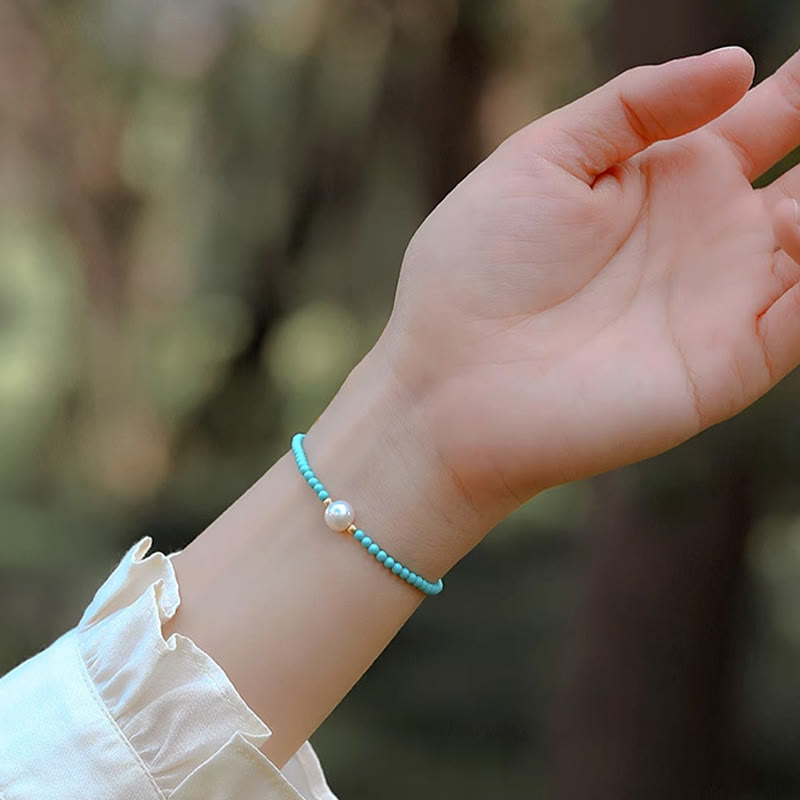 KarmaRipple's Turquoise Red Agate Pearl Small Beaded Protection Bracelet p10