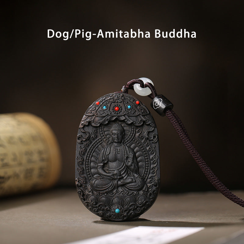 KarmaRipple's Chinese Zodiac Natal Buddha Agarwood Om Mani Padme Hum Lotus Peace Pendant Necklace p34