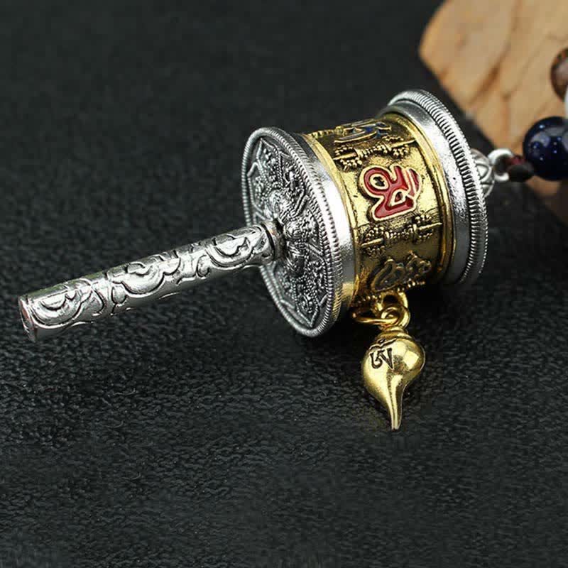 KarmaRipple's Tibetan Om Mani Padme Hum Prayer Wheel Rotation Vajra Wood Pendant Necklace p14