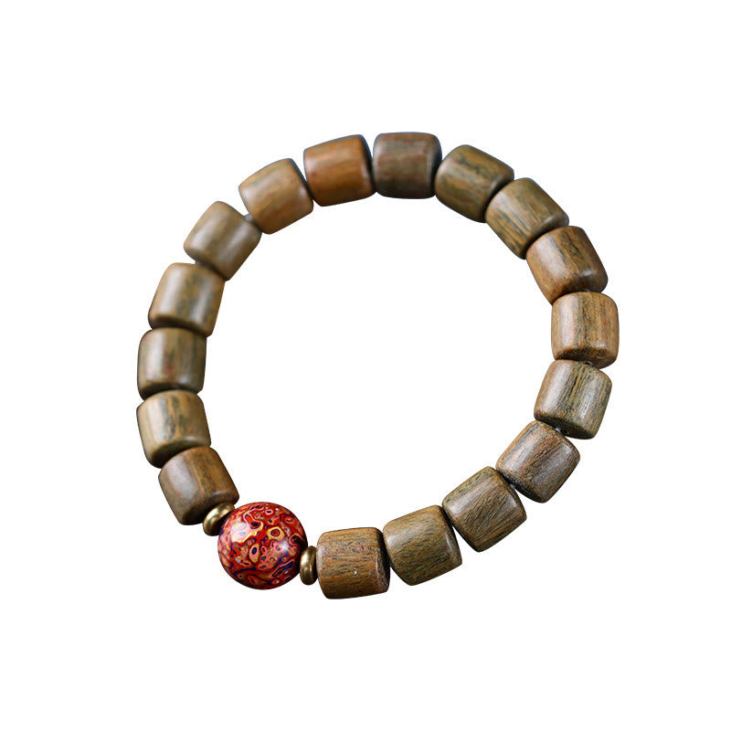 KarmaRipple's Authentic Green Sandalwood Small Leaf Red Sandalwood Lacquer Bead Peace Bracelet p6
