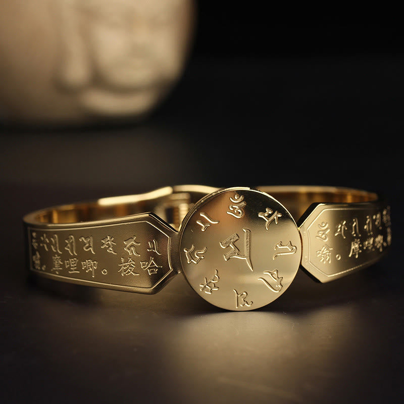 KarmaRipple's Yin Yang Lotus Om Mani Padme Hum Mantra Titanium Steel Balance Bracelet Bangle p4