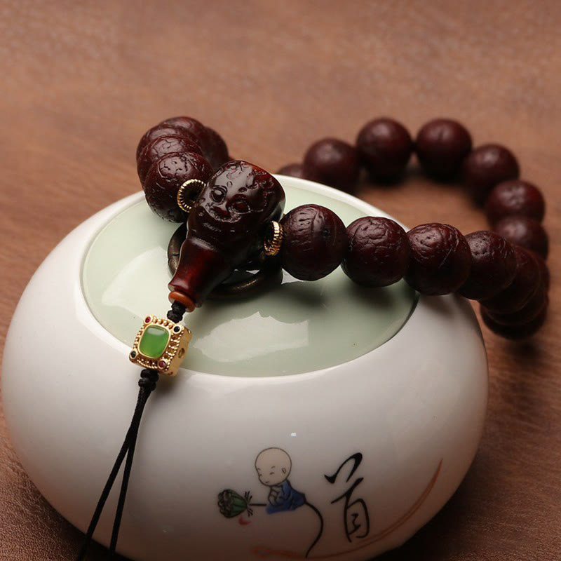 KarmaRipple's Tibetan Bodhi Seed Agate Bead Fortune Wealth Tassel Talisman Wrist Mala p21