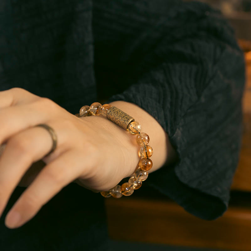 KarmaRipple's Authentic Citrine Gemstone Brass Bead Protection Bracelet p7
