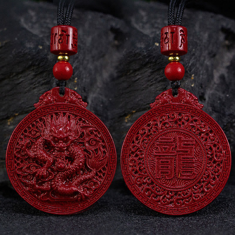 KarmaRipple's Year of the Dragon Authentic Cinnabar Dragon Protection Pendant Necklace p2