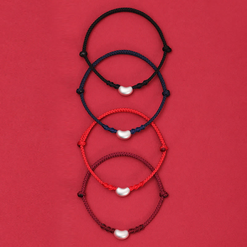 KarmaRipple's 999 Sterling Silver Bean Design Fortune Connection Handmade Woven Bracelet p13