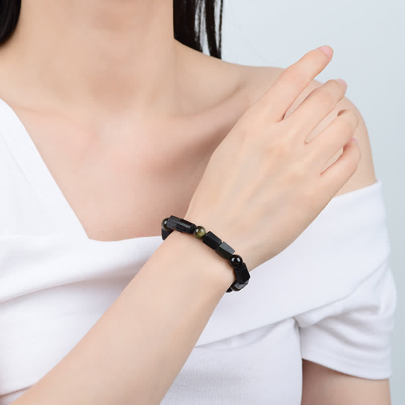 KarmaRipple's Gold Sheen Obsidian Black Tourmaline Wealth Bracelet p3