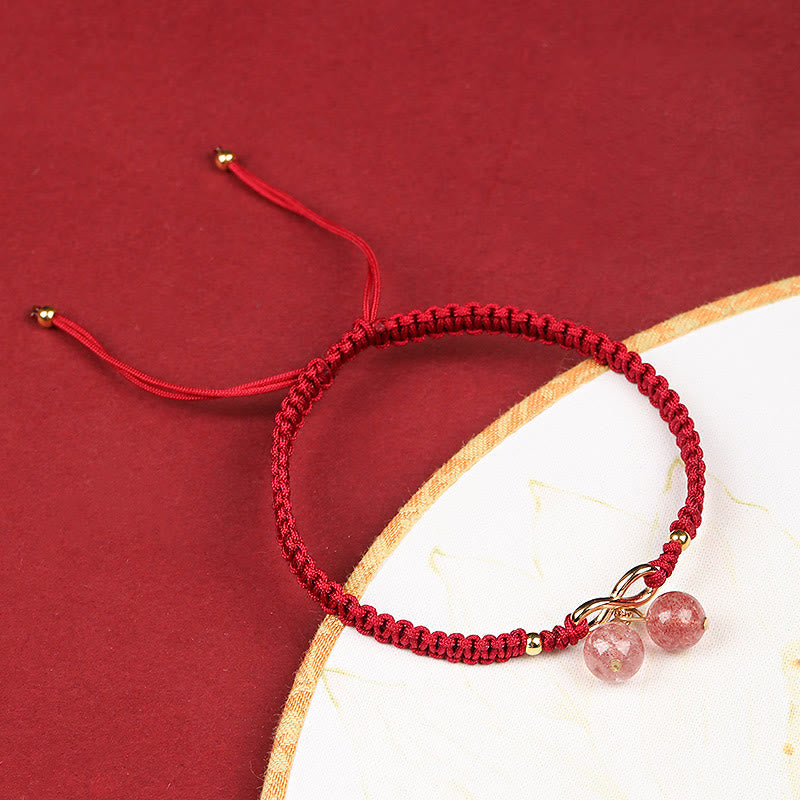 KarmaRipple's Authentic Strawberry Quartz Amethyst Green Phantom Bead Positive Bracelet p6