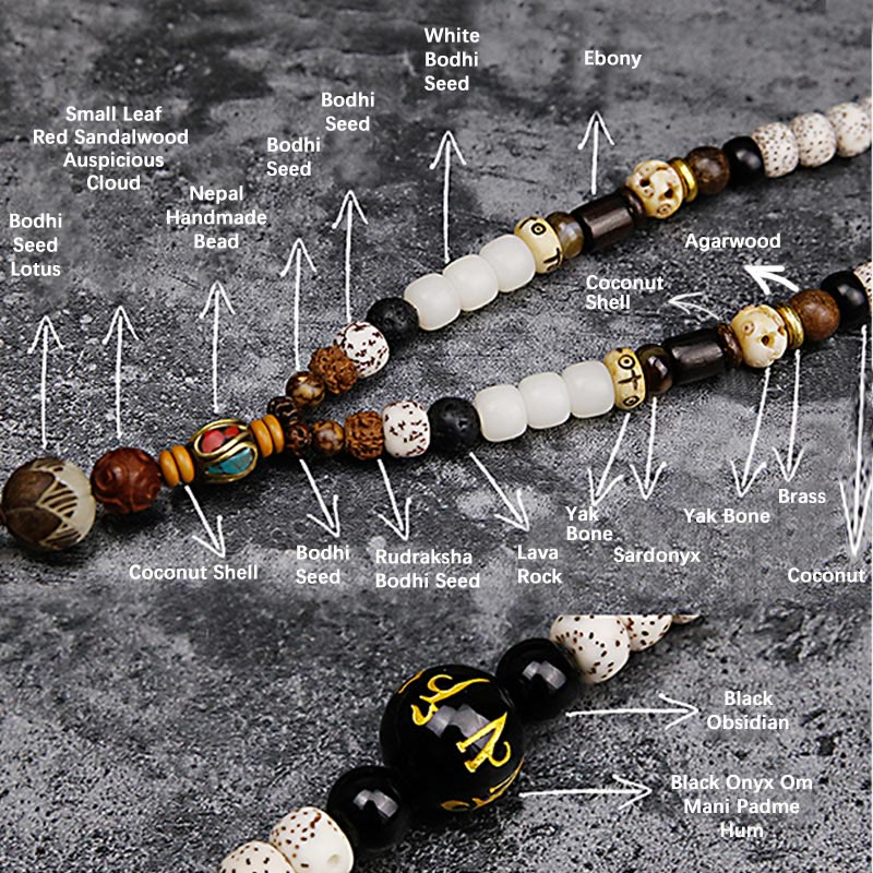 KarmaRipple's 108 Mala Beadwork Bodhi Seed Yak Bone Avalokitesvara Fortunate Pixiu Guan Gong Buddha Demon Peace Tassel Bracelet p10