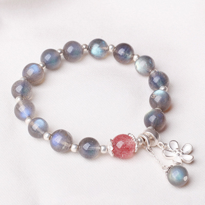 KarmaRipple's Moonstone Strawberry Quartz Flower Balancing Talisman Bracelet p12
