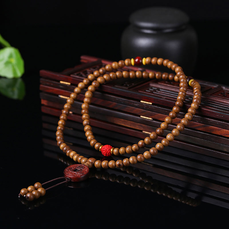 KarmaRipple's 108 Mala Beadwork Peach Wood Bodhi?Seed Lotus Prayer Meditation Bracelet p6