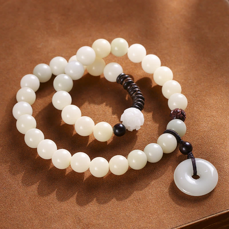 KarmaRipple's Bodhi Seed Green Sandalwood Lotus Peace Buckle Balance Double Wrap Bracelet p19