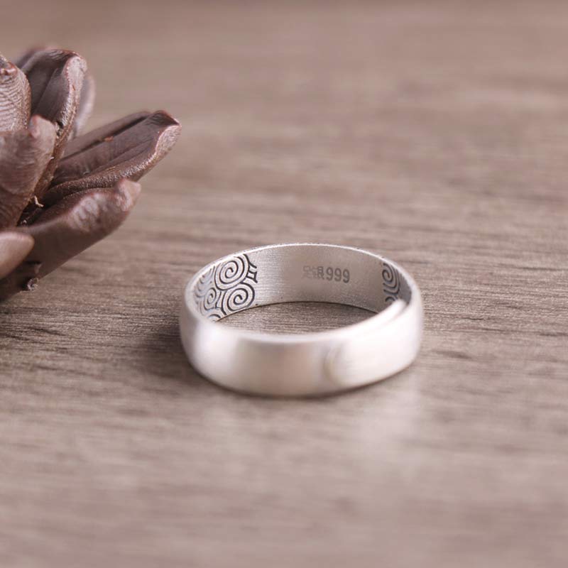 KarmaRipple's 999 Sterling Silver Lotus Elephant Six True Words Blessing Ring p12