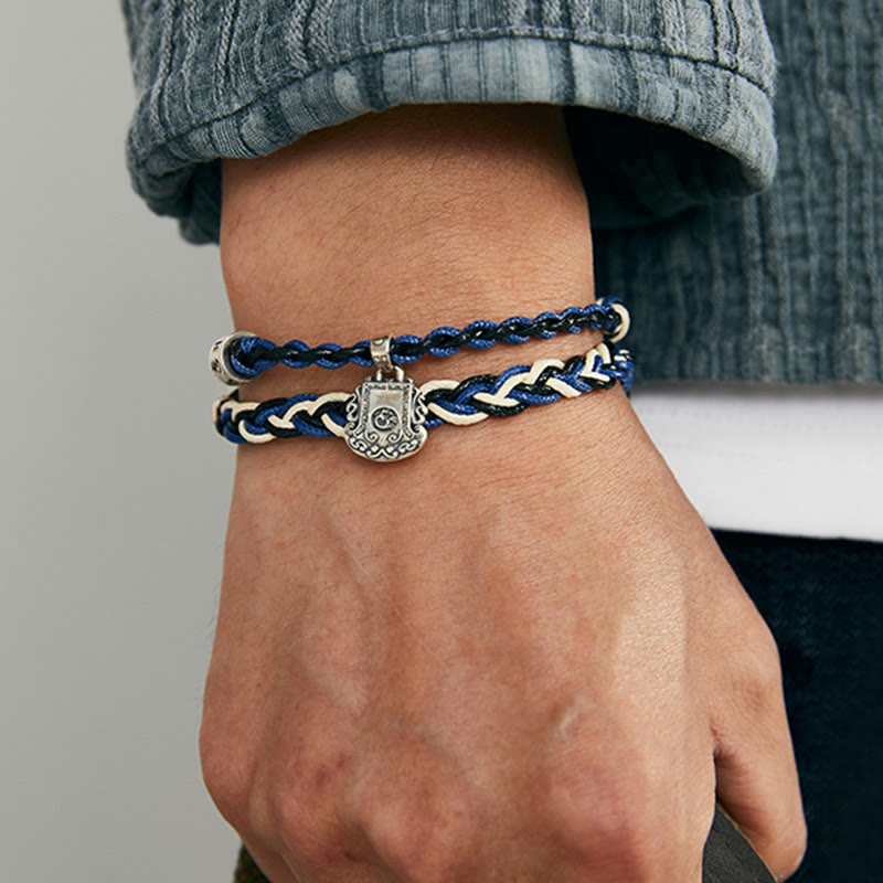 KarmaRipple's 925 Sterling Silver Om Mani Padme Hum Swastika Handmade Protection Bracelet p14