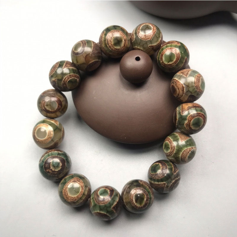KarmaRipple's Three-eyed Dzi Bead Sardonyx Fortune Bracelet p2