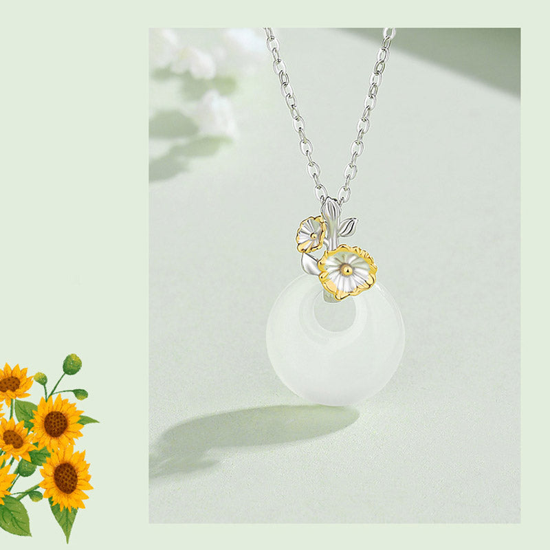 KarmaRipple's 925 Sterling Silver Round Chalcedony Twelve Months Flower Balance Pendant Necklace p21