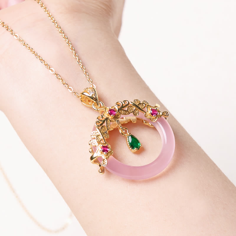 KarmaRipple's Green Chalcedony Peace Buckle Design Strength Pendant Necklace p23