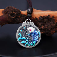 KarmaRipple's 999 Sterling Silver Fortune Koi Fish Success Prosperity Pendant Necklace