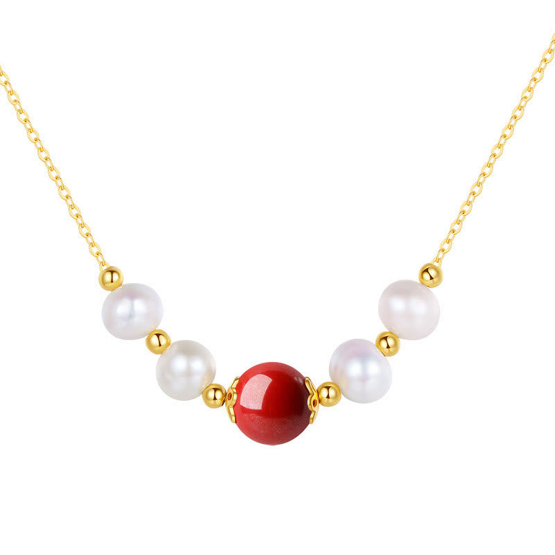 KarmaRipple's 925 Sterling Silver Pearl Cinnabar Sincerity Balancing Bead Chain Pendant Necklace p11