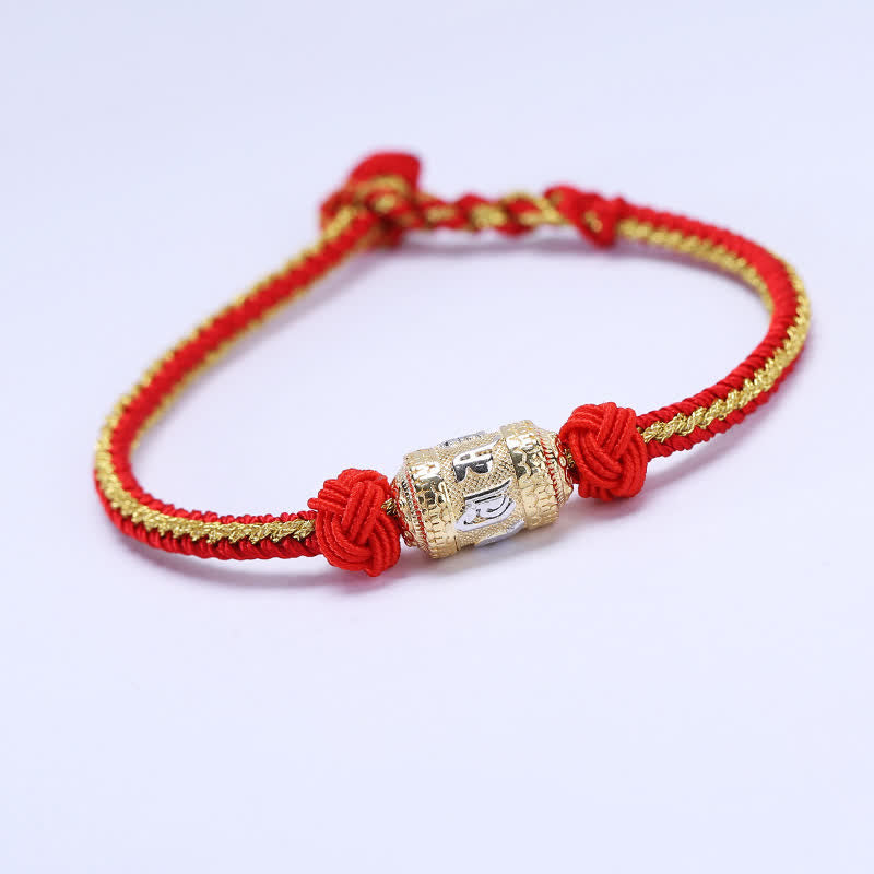 KarmaRipple's 925 Sterling Silver Om Mani Padme Hum Prayer Wheel Fortune Strength Red String Bracelet p24