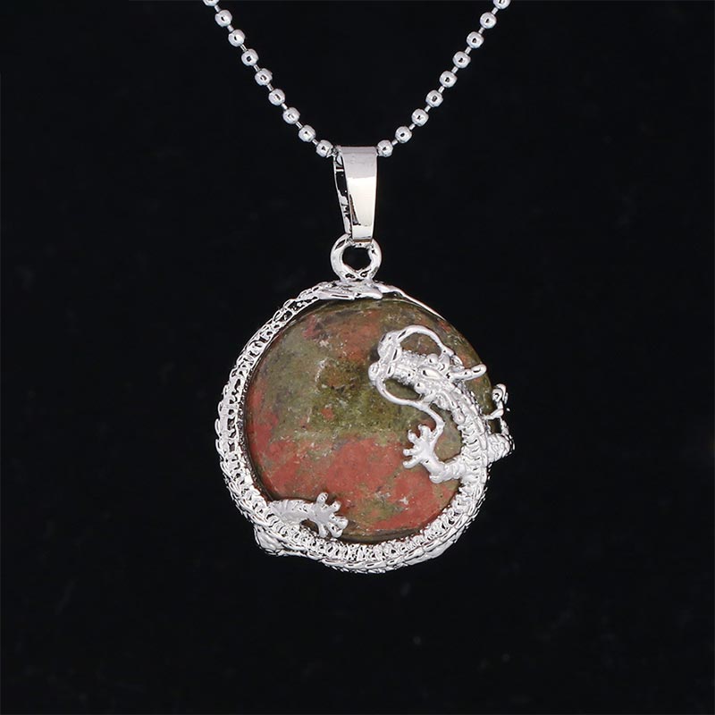 KarmaRipple's Chinese Dragon Authentic Quartz Gemstone Balancing Energy Pendant Necklace p3