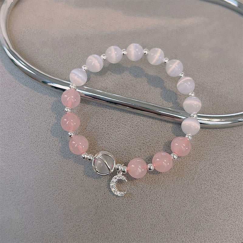 KarmaRipple's Authentic Cat's Eye Pink Gemstone Moon Love Talisman Bracelet p3