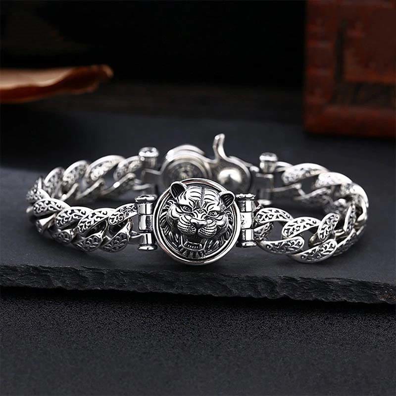 KarmaRipple's Tiger Tang Dynasty Flower Design Engraved Fortune Energy Bracelet p15