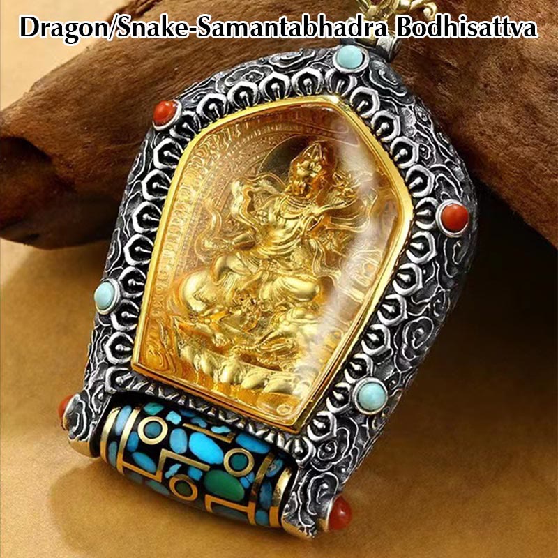 KarmaRipple's Tibet Chinese Zodiac Natal Buddha Thangka Prosperity Rotatable Dzi Bead Pendant Necklace p4