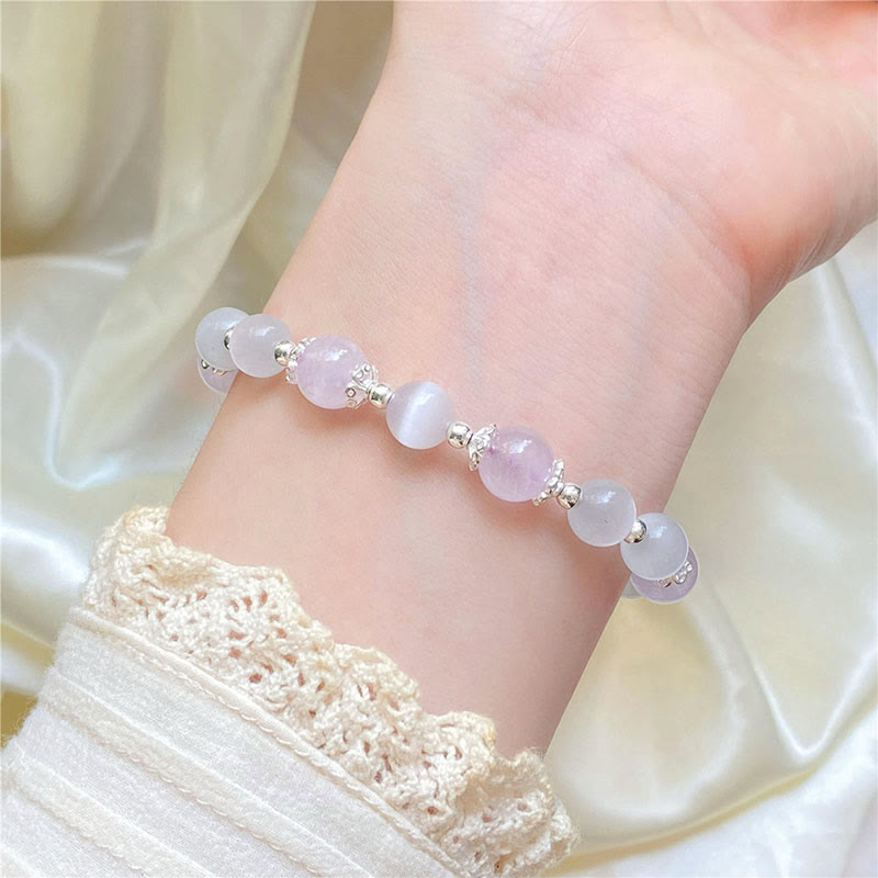 KarmaRipple's 925 Sterling Silver Authentic Amethyst Cat's Eye Spiritual Awareness Star Bracelet p7