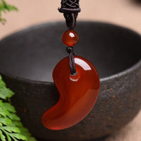 KarmaRipple's Red Agate Green Agate Moon Pattern Confidence Calm Pendant