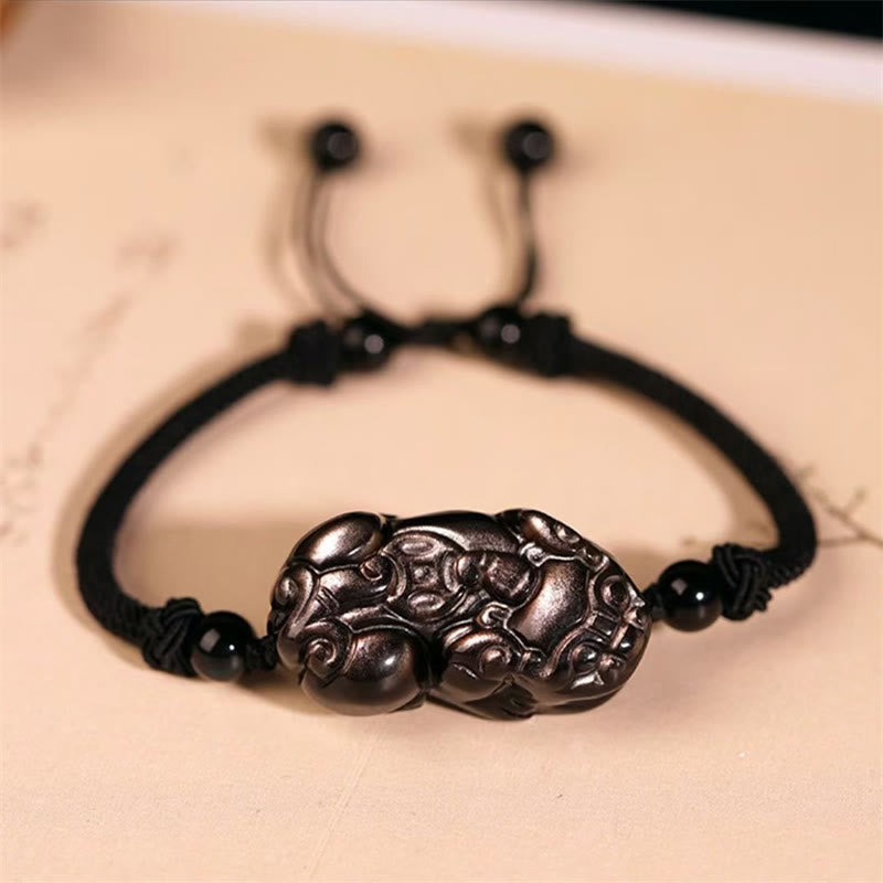 KarmaRipple's Authentic Obsidian Amethyst Citrine PiXiu Cooper Coin Wealth Bracelet p22