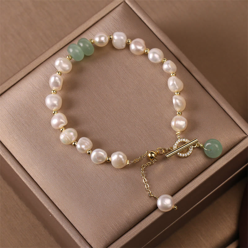 KarmaRipple's Pearl Green Strawberry Quartz Bead Balancing Chain Bracelet p5