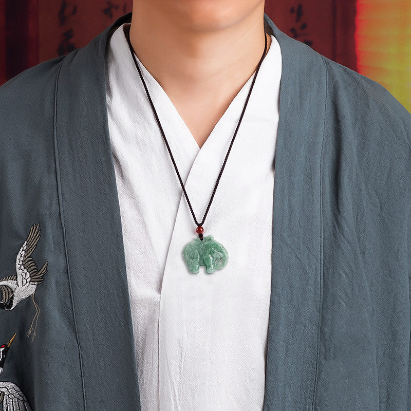 KarmaRipple's Elephant Jade Fortune Strength Pendant String Necklace p4