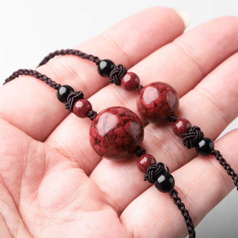 KarmaRipple's Authentic Cinnabar Stones Bead Blessing Pendant Necklace p13
